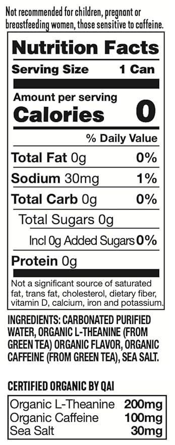 ARDOR ENERGY Sparkling Water 6 pack Sampler. 100mg Organic Caffeine from Green Tea & 200mg Organic L-Theanine (Focus & Calm). No Sugar. No Calories. Vegan. Gluten Free.