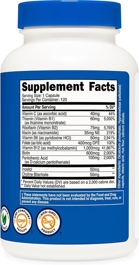 Nutricost High Potency Vitamin B Complex 462mg, 120 120 Capsules