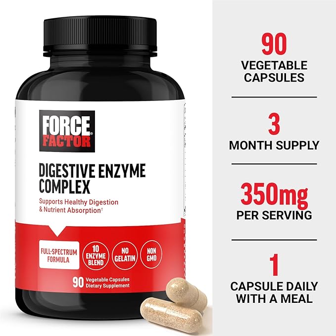 FORCE FACTOR Digestive Enzymes Complex to 10 Digestive 90 Capsules