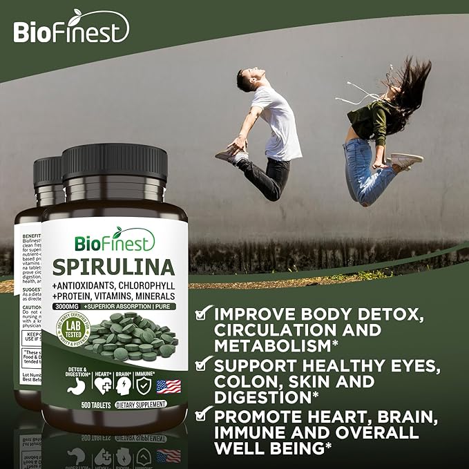 Spirulina 3000mg Supplement (500 Tablets)