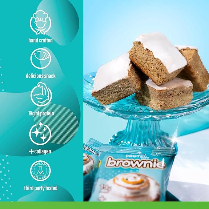 Prime Bites Protein Brownies Variety Pack Blondies - High Protein (19g), Collagen & Whey Protein, Low Sugar - 8 Count Snack & Gift Box