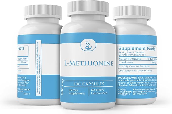 Pure Original Ingredients L-Methionine (100 Capsules)