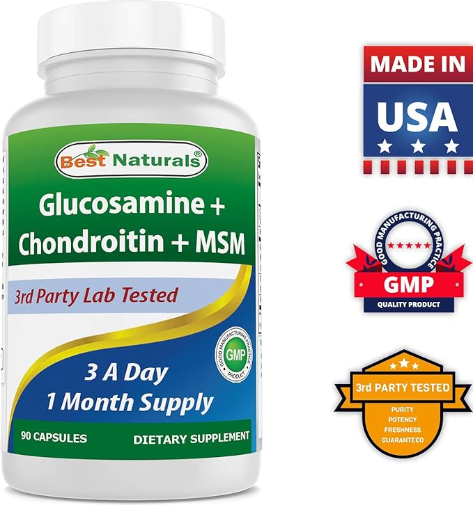 Best Naturals, Glucosamine Chondroitin MSM Supplements, 2600 mg 90 Capsules (90 Count 3))
