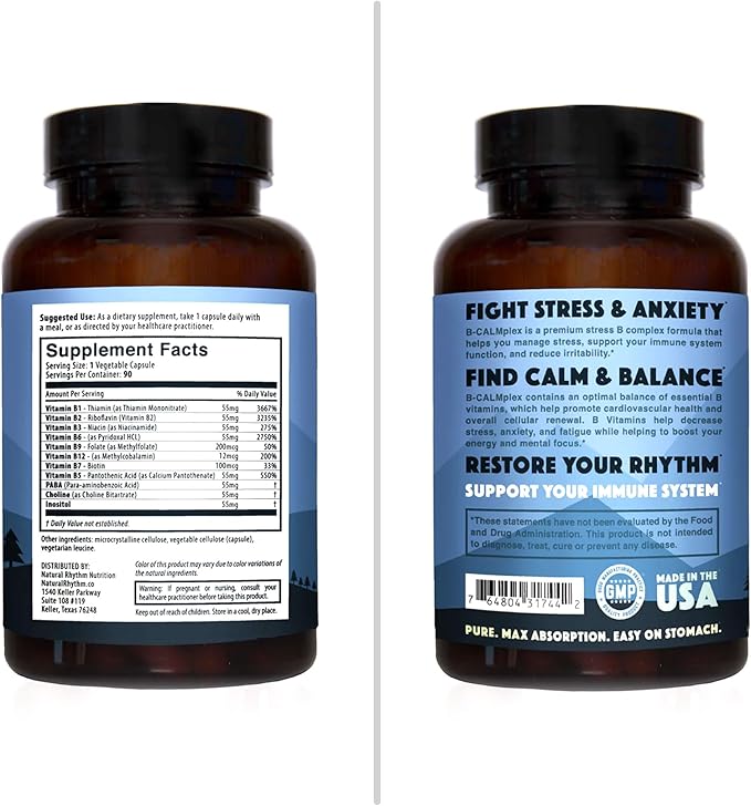 Natural Rhythm B-CALMplex, Unique B Vitamin 3 Month 90 Capsules