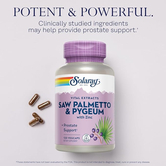 SOLARAY Saw Palmetto and Pygeum B6, Pumpkin (120 VegCaps)