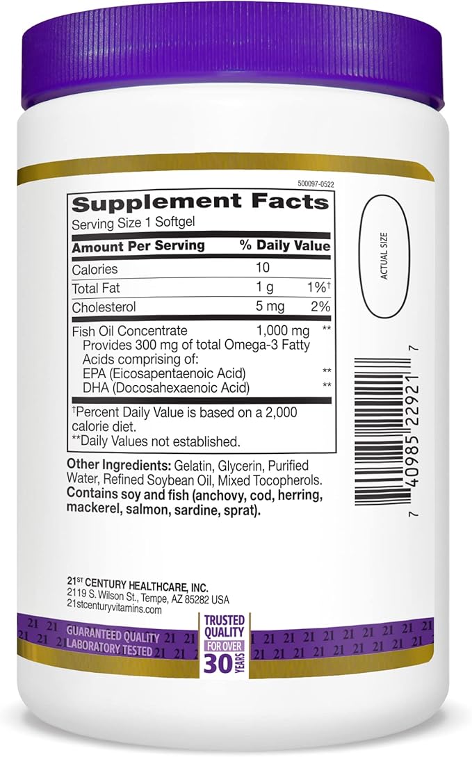 21st Century Fish Oil 1000 mg 300 Count