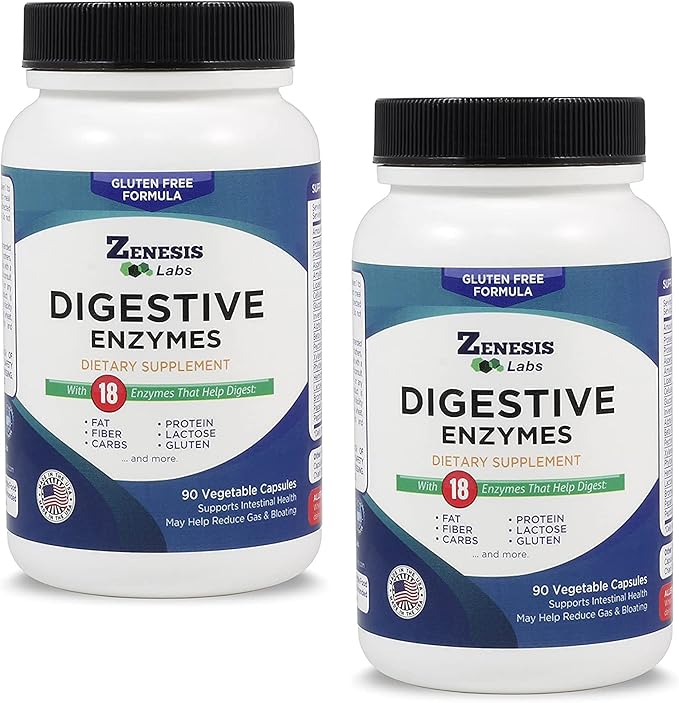 Digestive Enzymes - with Amylase, Bromelain, 14 Other 180 Capsules