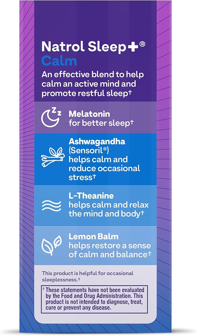 Natrol Sleep+ Calm Melatonin 6mg 30 Capsules, 30 Day