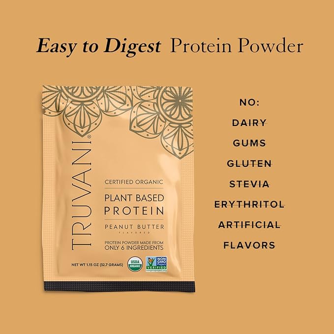 Truvani Vegan Pea Protein Powder 20g Organic 1 Serving