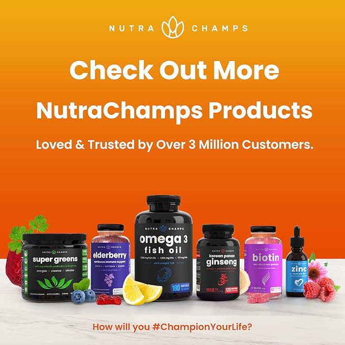 NutraChamps (2 Pack) Vitamin C 1000mg 120 Capsules 500mg Powder