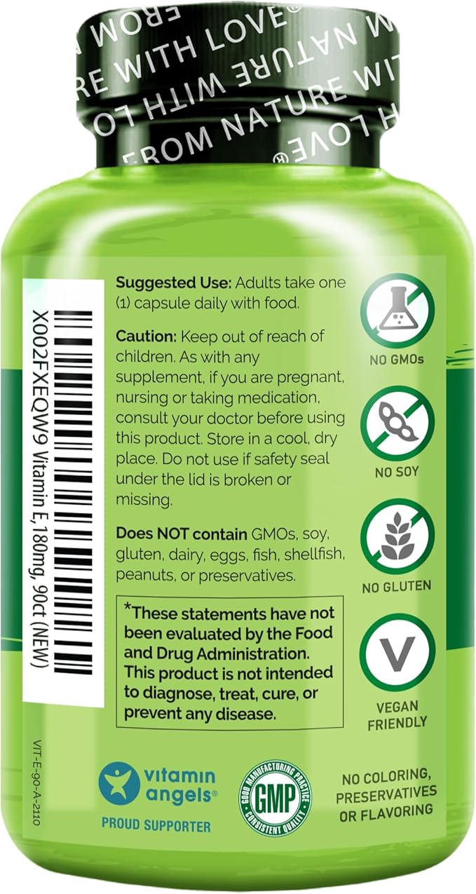 NATURELO Vitamin E 180 mg (300 IU) 90 Vegan