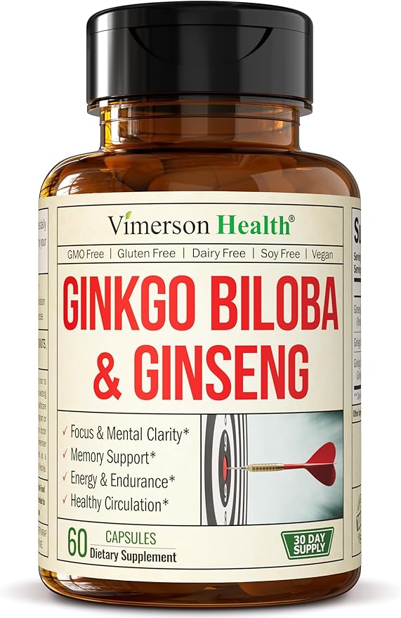 Ginseng + Ginkgo Biloba Supplements. Extra 800mg + 600mg + 120mg