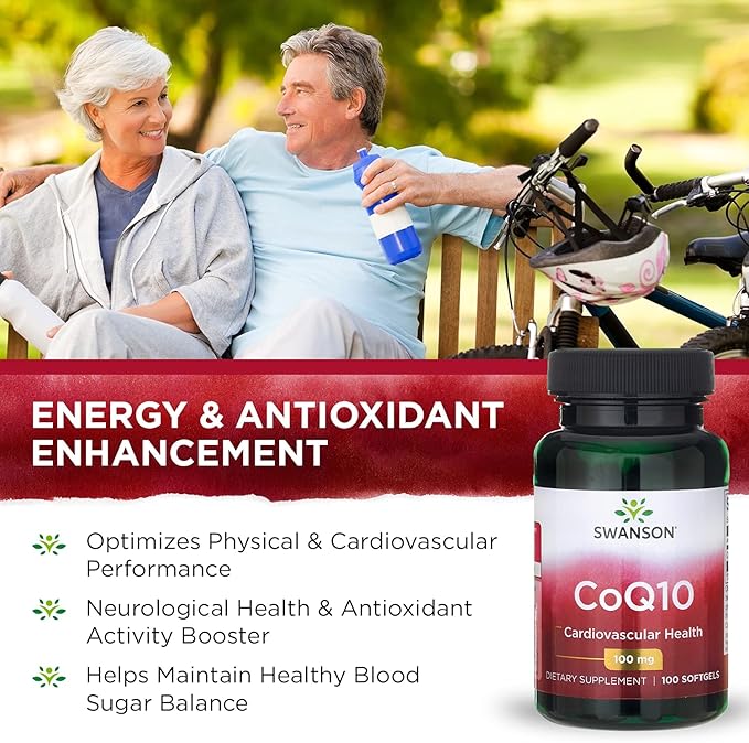 Swanson CoQ10 - Energy Antioxidant Support Q10 Supplement (100 Softgels, 100mg Each)