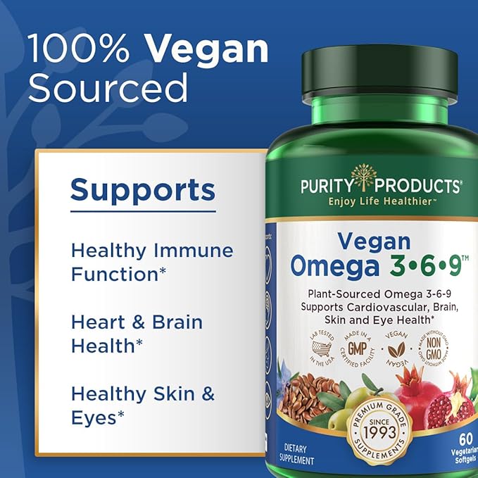 Purity Products Omega 3-6-9 Vegan and “5 in 1” Essential 3 6 6 9 9 Essential (60)