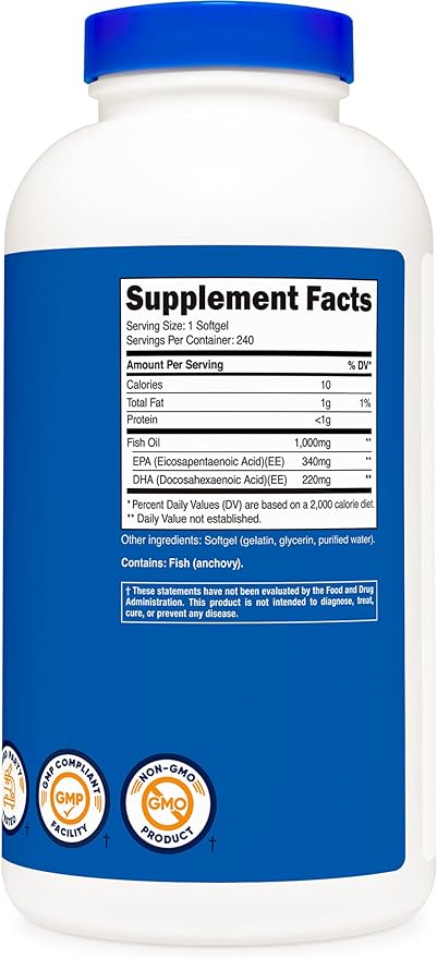 Nutricost Fish Oil 1000mg (560mg of Omega-3), 240 240 Softgels (3 Bottles)