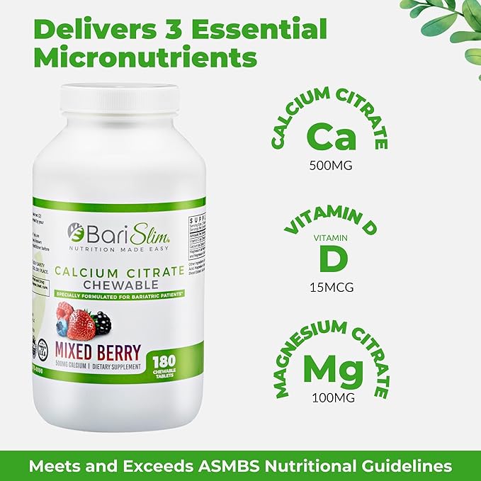 BariSlim Bariatric Calcium Citrate with Magnesium 500 mg (90 Servings)