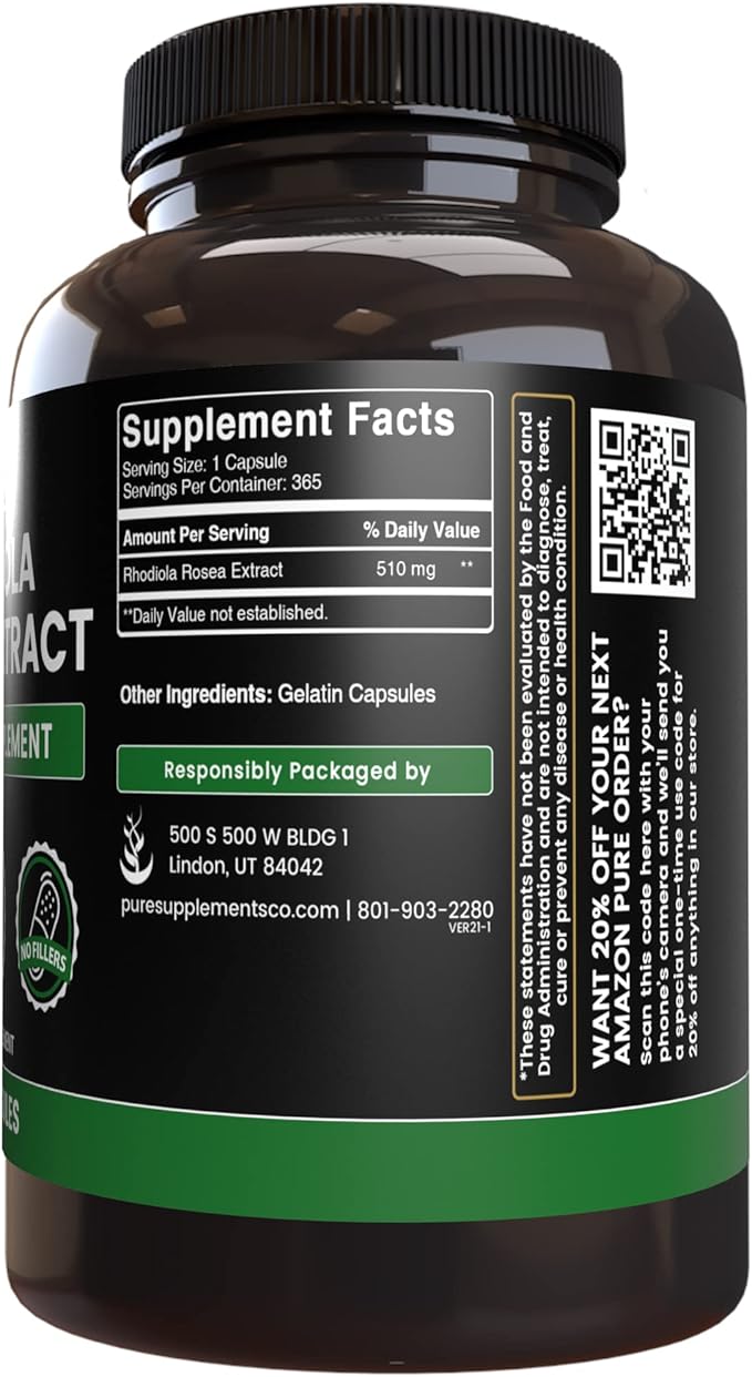 Pure Original Ingredients Rhodiola Rosea (365