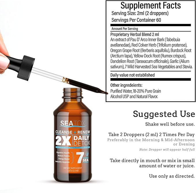 Cleanse & Renew Liquid Superfood 2 in 1 Multivitamin & Mineral Supplement for Gut & Digestive Health, Bloat, Immune Support, Cellular Health – Vegan, GF 30 Day Supply Made in USA