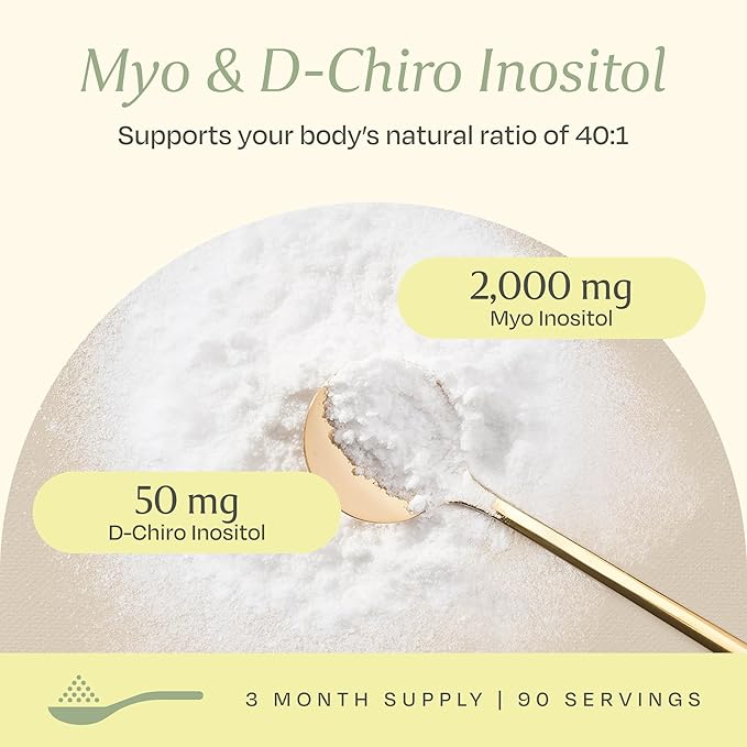 BOND Inositol Powder: Pure Myo-Inositol & D-Chiro Inositol for Hormone Balance w/Ovarian Support Vitamins, Ideal 40:1 Ratio of Myo-Inositol, Inositol Supplement for Women - 90 Vegan Servs