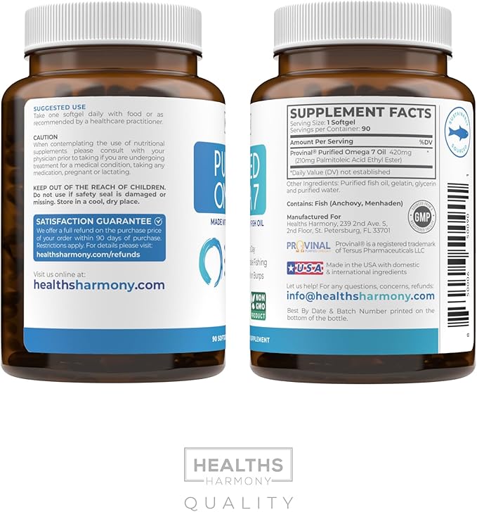 Purified Omega 7 Softgels (3 Month 7 & 90 Capsules