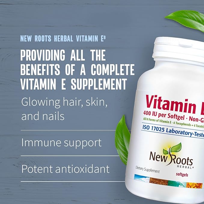 NEW ROOTS HERBAL Vitamin E8 400 (120 Softgels) 4 Tocopherols 4 Tocotrienols