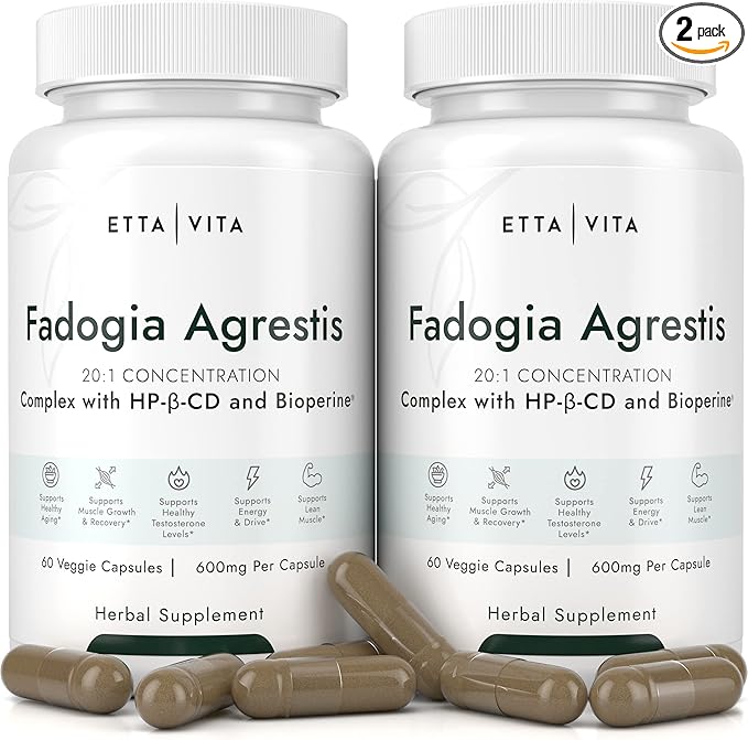 (2-Pack) Organic Fadogia Agrestis 600mg (2X More 3X More 120ct