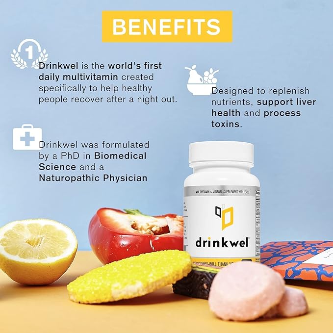drinkwel for Liver Support & Detox Multivitamin, 90 Count (Pack of 1)