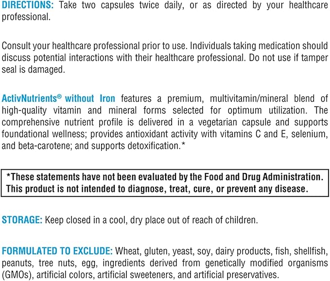 XYMOGEN ActivNutrients without Iron (240 Capsules)