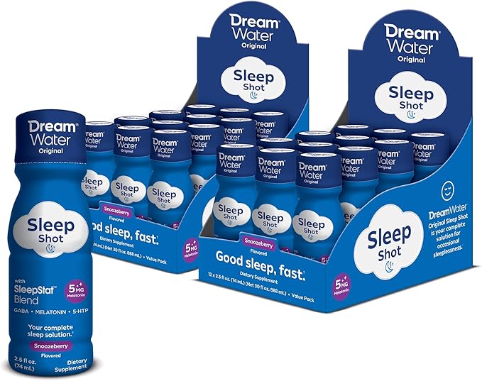 Dream Water Sleep Aid Supplement Drink; 5mg, GABA, 5-HTP; Zero 2.5 oz 24-Count