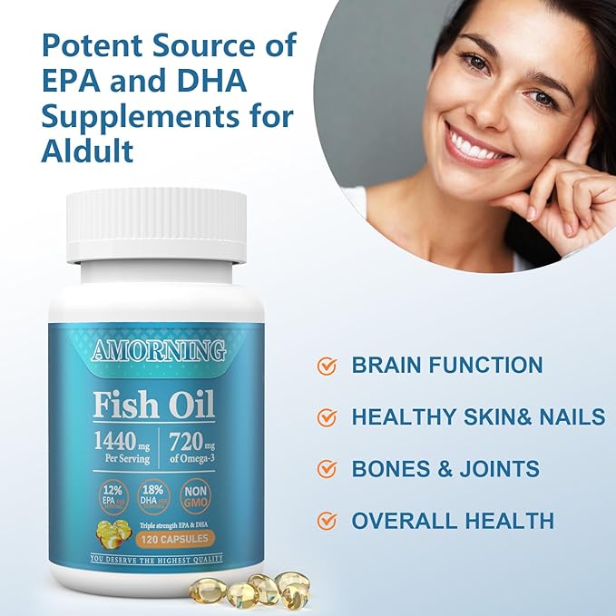 Fish-Oil Omega3-EPA DHA-Supplement Burpless-Softgels 120Capsules 1440 1440 mg