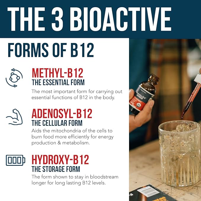 BioActive Vitamin B12 5000 mcg 3 BioActive B12 Forms B12, Adenosyl B12 & B12 | (60 Servings)
