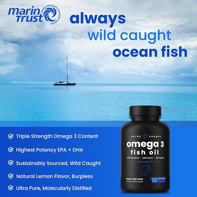 Omega 3 Fish Oil Supplements 3600mg 3 Supplement 180 Natural