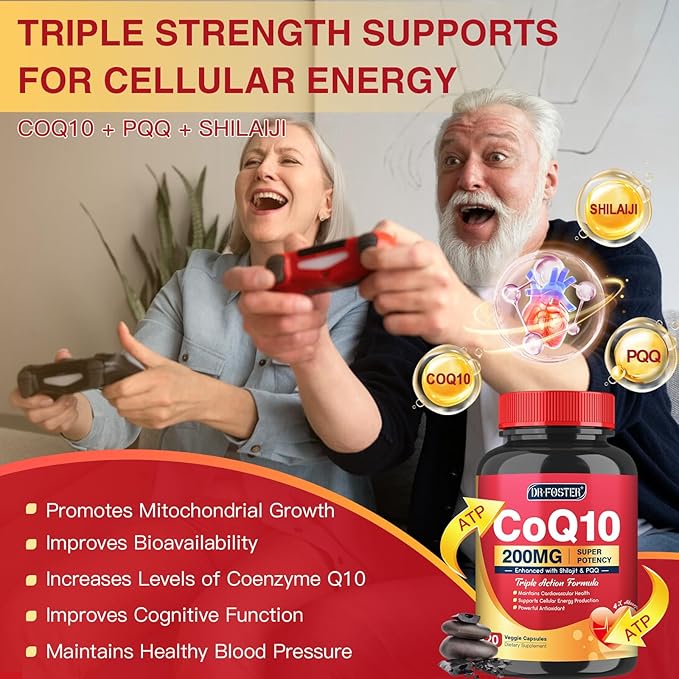 CoQ10 200mg with PQQ & Shilajit Q10 Supplements 120 Veggie