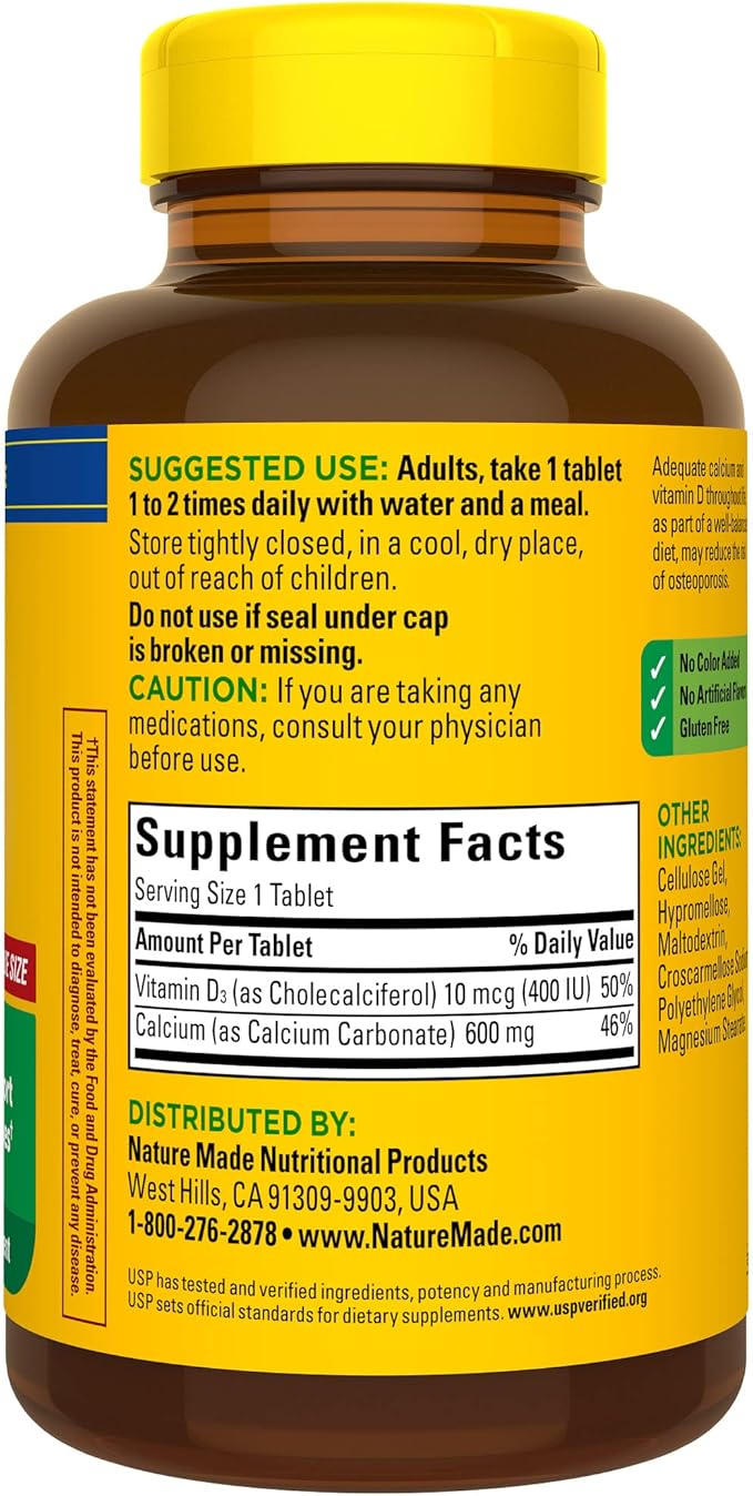 Nature Made Calcium 600 mg D3, Dietary 220 Tablets 1)