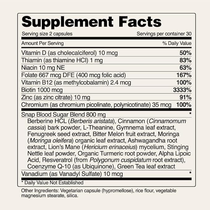 Snap Supplements Blood Sugar Blend - Support Healthy Blood Sugar, 60 Count