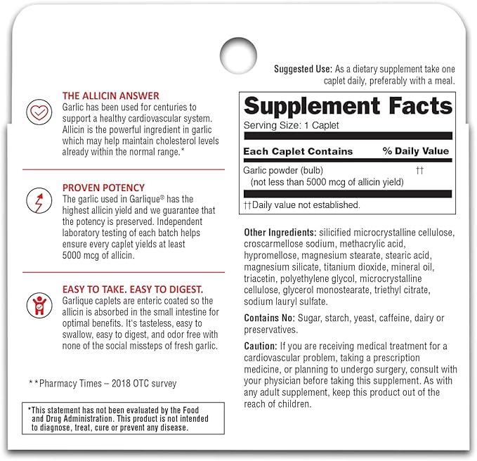 Garlique Healthy Cholesterol Formula with 5000 60 Enteric 2)