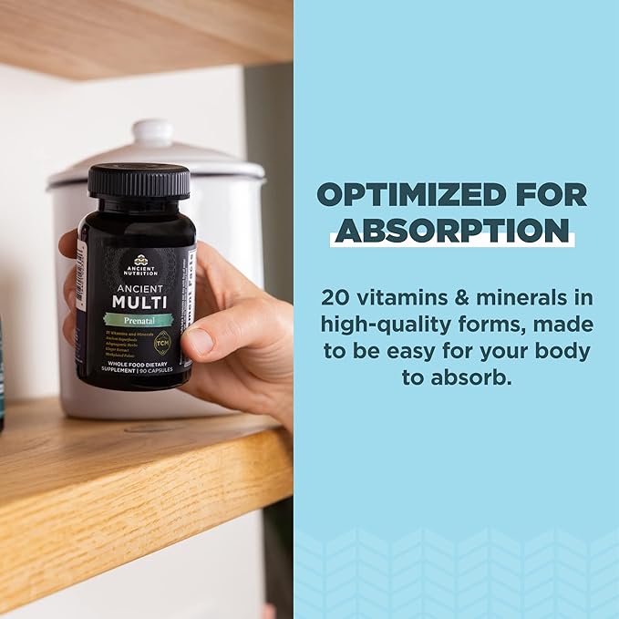 Ancient Nutrition Prenatal Vitamins, Multivitamin B12, Magnesium 90 Ct