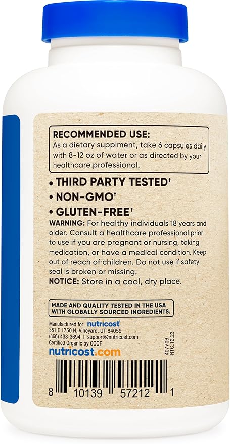 Nutricost Spirulina 3,000mg, 180 Capsules