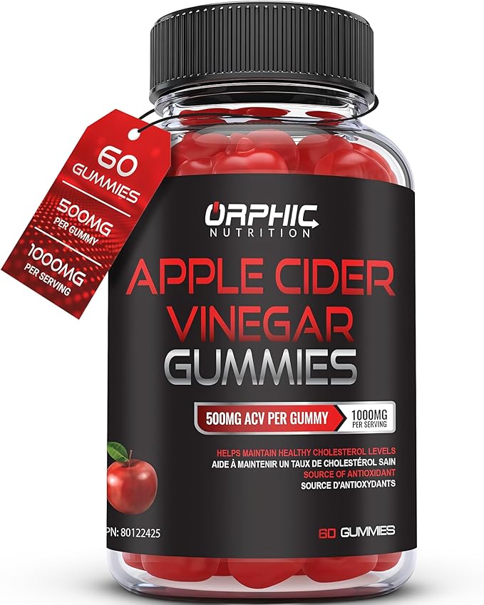 Apple Cider Vinegar Gummies - 1000mg - Formulated to Support Normal Energy Levels & Gut Health - Supports Digestion, Detox & Cleansing - ACV Gummies W/VIT B12, Beetroot (60 Count)