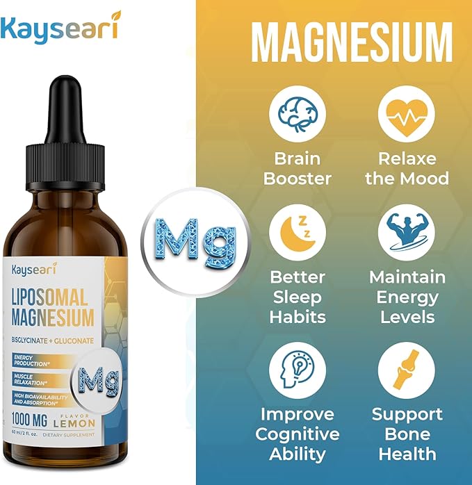 High Strength Liposomal Magnesium Drops, Easily 60ML Lemon