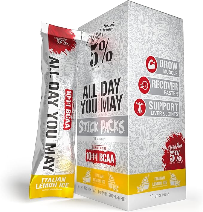 5% Nutrition Rich Piana AllDayYouMay BCAA Powder 9g of