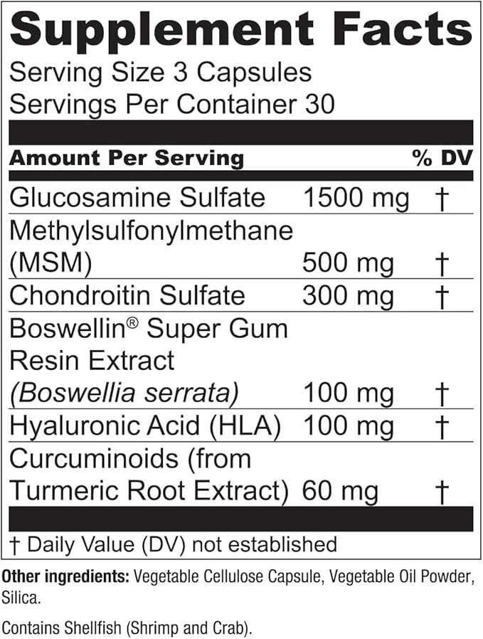 Essential Elements Glucosamine Chondroitin MSM Boswellia 90 Capsules