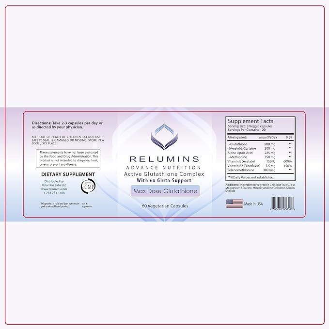 Relumins Advance White Active Glutathione Complex 6X Boosters- 60 Capsules