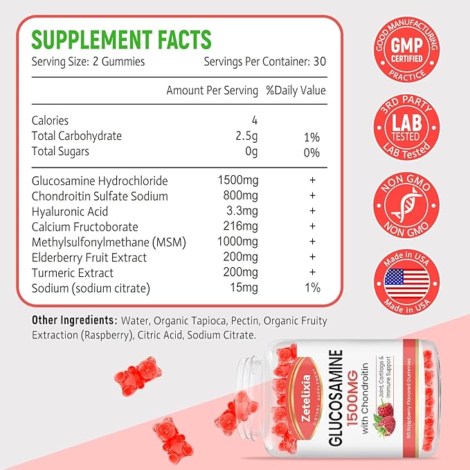 Glucosamine Chondroitin Gummies with MSM, Turmeric 60 Count