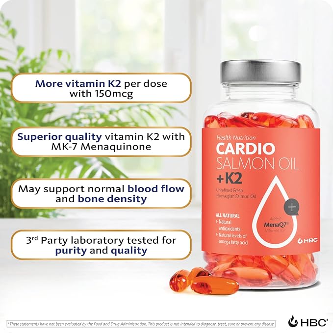 Cardio Triple Strength Omega 3 Fish K2-1000mg, Norwegian 3 Fatty 90 Capsules