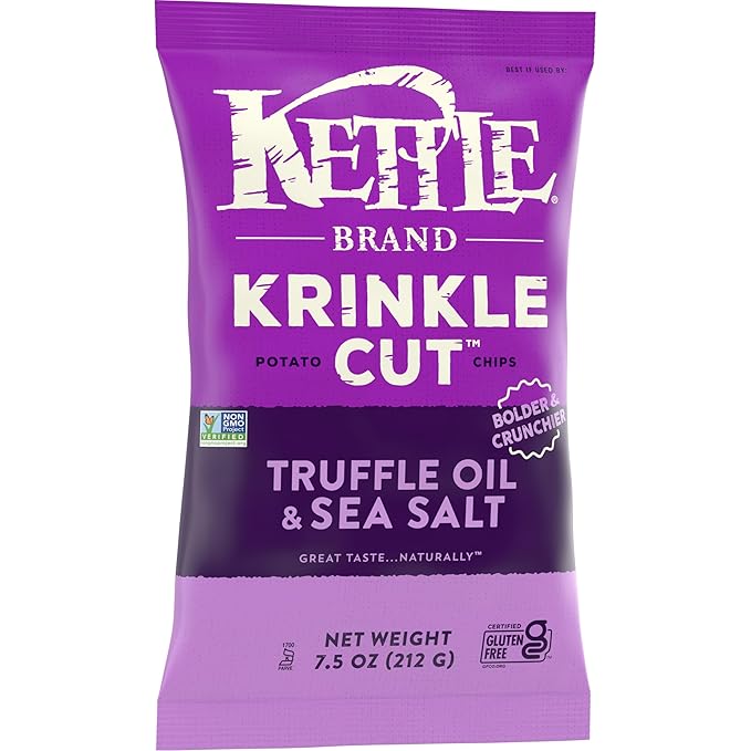 Kettle Brand Potato Chips, Krinkle Cut Truffle and Sea Salt, 7.5 Oz