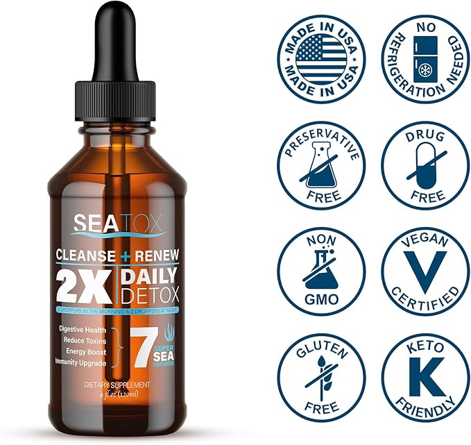 Cleanse & Renew Liquid Superfood 2 in 1 Multivitamin & Mineral Supplement for Gut & Digestive Health, Bloat, Immune Support, Cellular Health – Vegan, GF 30 Day Supply Made in USA