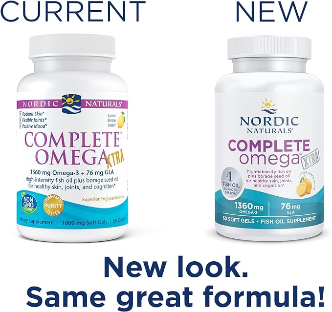 Nordic Naturals Complete Omega Xtra, Lemon 60 Soft 1360 mg Omega-3 + 76 mg 30 Servings
