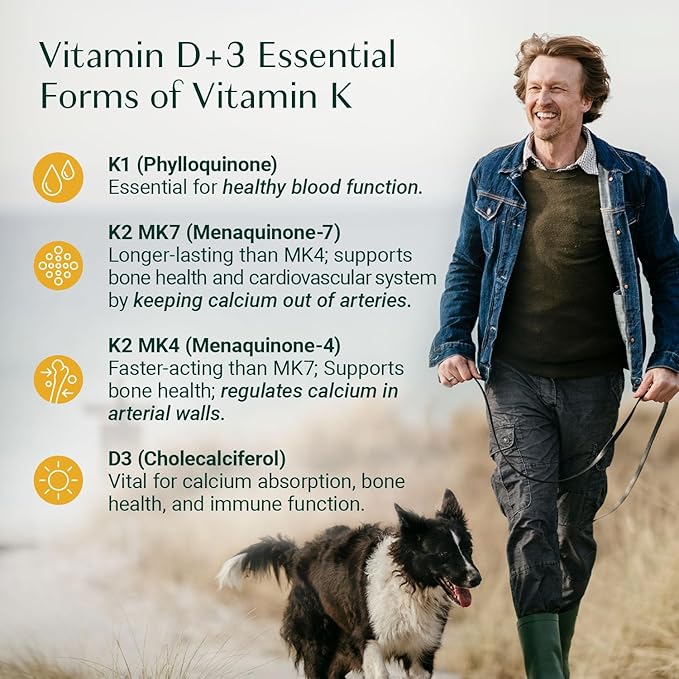 ALGAECAL 4-in-1 Vitamin D3 K2 Complete D3 K2, K2, A, 60 Easy-Swallow