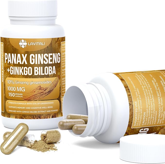 Ginseng & Ginkgo Biloba 150 Veggie 100% Natural